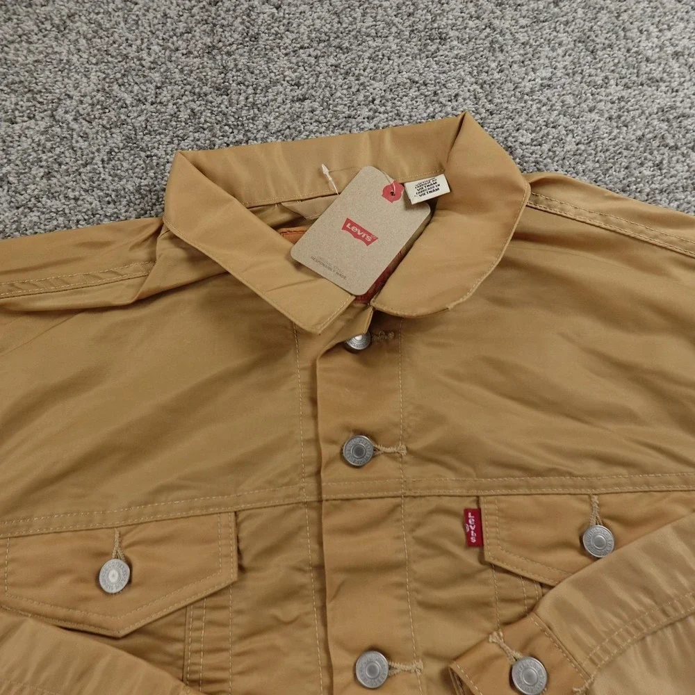 NEW Levis Jacket Mens L Beige Brown Type‎ 3 Trucker Windbreaker Bomber Coat Work